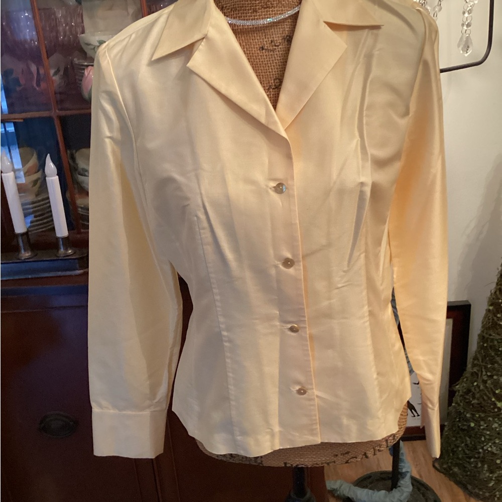 Talbots Soft Yellow Button-Down Blouse